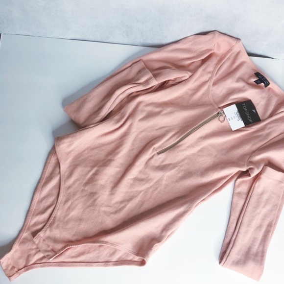 Topshop Tops - Topshop Women's Rose Zipper Ponte Body Bodysuit
